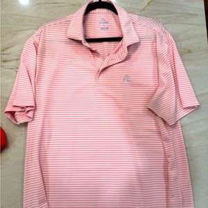 Large Rhoback pink stripes golf shirt